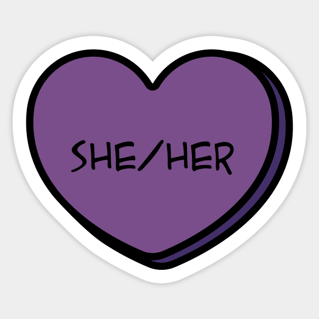 Pronoun She/Her Conversation Heart in Purple Sticker by Art Additive